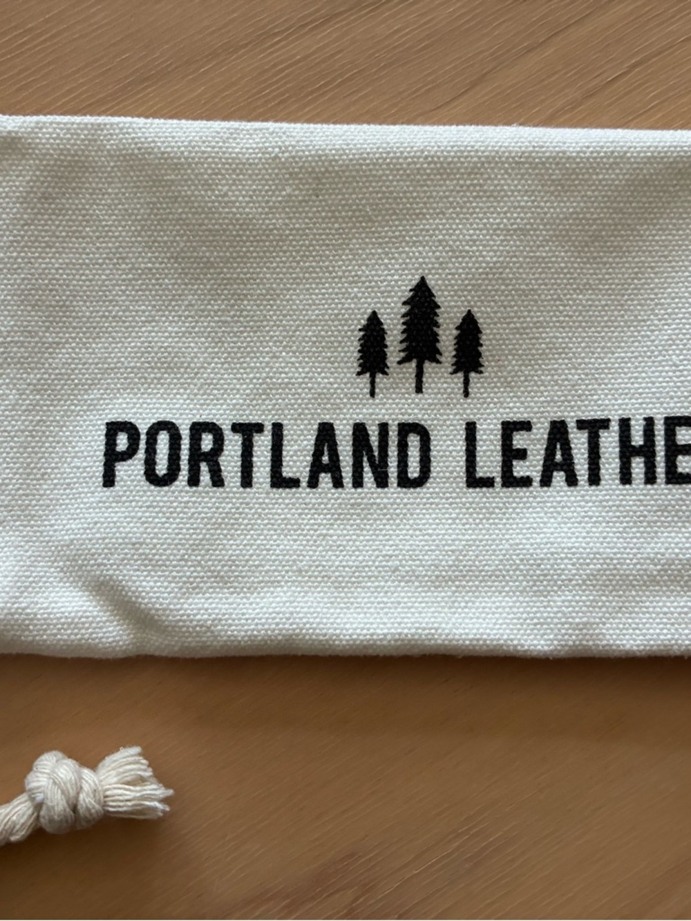 New Portland Leather Natural Canvas Drawstring Pouches with Black Logo-2 - Picture 4 of 5